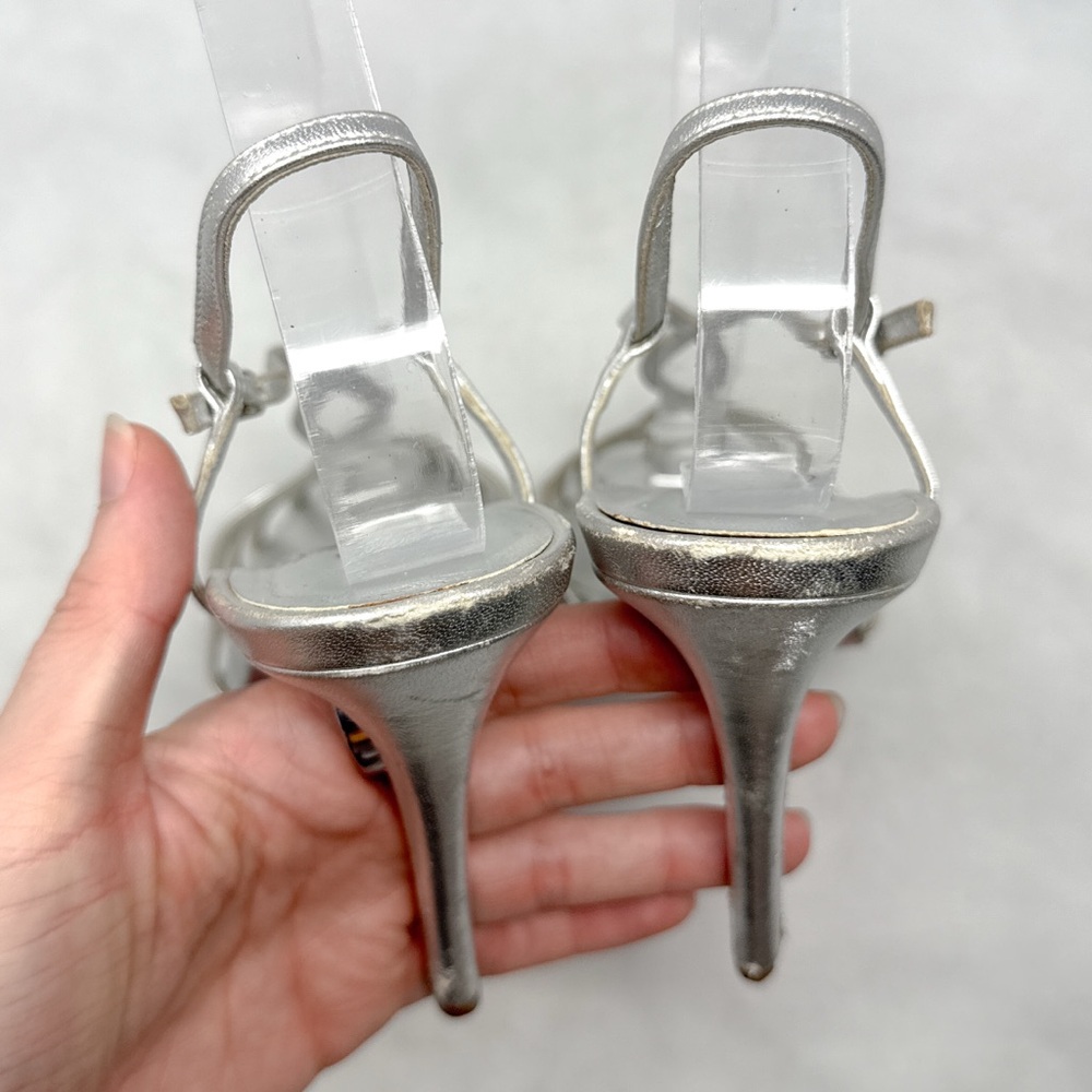 Christian Louboutin Vintage Y2K Metallic Strappy Leather Mary Jane Sandal Heels - Picture 9 of 16